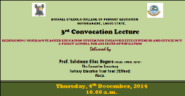 3rd Convocation Lecture Delivered by Prof. Suleiman Elias Bogoro (FNIAS, FFPNO, FSPSP).